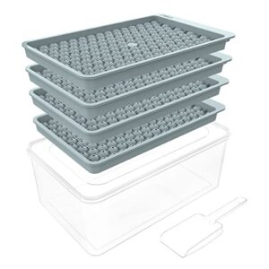 itwist mini ice cube trays, 159x4 pcs crushed ice tray small ice cube trays, tiny ice cube tray easy release for chilling drinks coffee juice(4pack blue ice trays & ice bin & ice scoop)