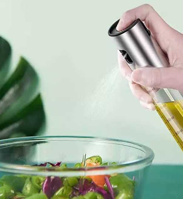 FINECE Oil Sprayer for Cooking, 100ml Olive Oil Sprayer Mister for Air Fryers, Oil Spray Bottle, Vinegar Soy Sauce Dispenser, Oil Mister with Stainless Steel Cap, for Baking Roasting Frying Use