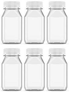 axe sickle 6 pcs 4 ounce juice bottles plastic milk bottles bulk beverage containers with tamper evident caps lids white for milk, juice, drinks and other beverage containers