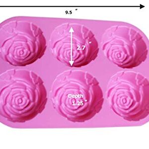 PopBlossom Set of 2 Large Rose Flower Ice Cube Chocolate Soap Tray Mold Silicone Party maker