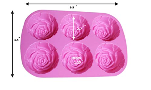 PopBlossom Set of 2 Large Rose Flower Ice Cube Chocolate Soap Tray Mold Silicone Party maker