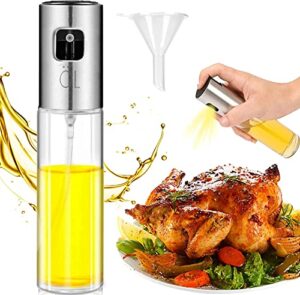 layyun olive oil sprayer dispenser for cooking, food-grade glass oil spray transparent vinegar bottle oil dispenser 100ml for bbq/making salad/baking/roasting/grilling/frying kitchen