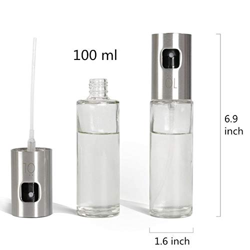 LayYun Olive Oil Sprayer Dispenser for cooking, Food-grade Glass Oil Spray Transparent Vinegar Bottle Oil Dispenser 100ml for BBQ/Making Salad/Baking/Roasting/Grilling/Frying Kitchen