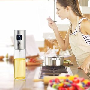 LayYun Olive Oil Sprayer Dispenser for cooking, Food-grade Glass Oil Spray Transparent Vinegar Bottle Oil Dispenser 100ml for BBQ/Making Salad/Baking/Roasting/Grilling/Frying Kitchen