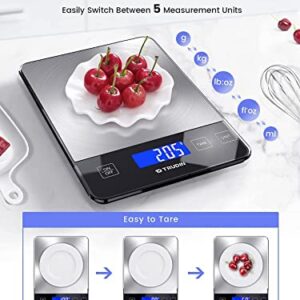 【NASA-Grade】33lb Food Kitchen Digital Scale,【Bread Meat Cookies Measures Precisely】Weight Grams and Ounces for Baking Cooking,1g/0.1oz Precise Graduation,304 Stainless Steel,Waterproof Tempered Glass