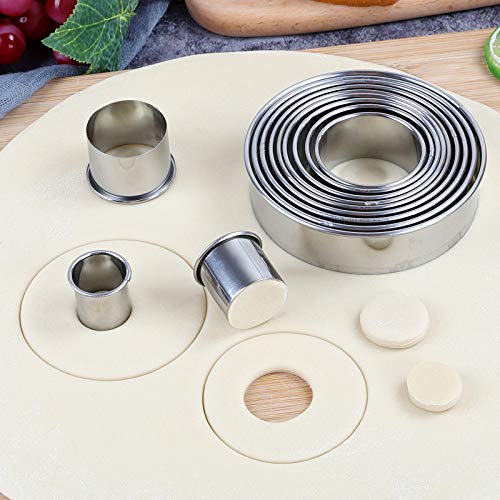 Round Cookie Cutters Set 12 Pieces Bistcuit Cookie Cutters Circle Pastry Cutters Round Donut Ring Molds for Baking for Pastries Doughs Doughnuts