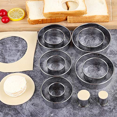 Round Cookie Cutters Set 12 Pieces Bistcuit Cookie Cutters Circle Pastry Cutters Round Donut Ring Molds for Baking for Pastries Doughs Doughnuts