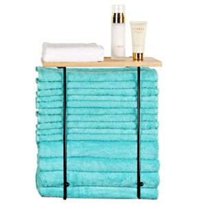 towel racks for bathroom wall mounted,happyhapi metal bath towel holder drilling rustproof towel storage shelf for large towel, washcloths, hand towels, beach shower towel(black)