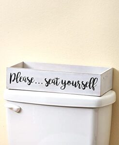 the lakeside collection toilet tank topper tray - please seat yourself - novelty bathroom décor