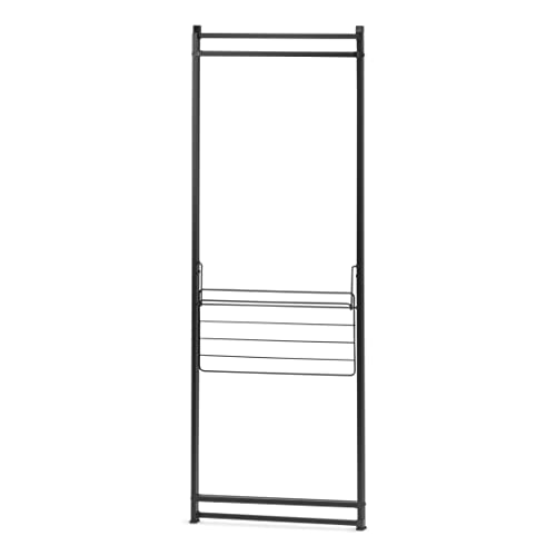 IRIS USA 3 Panels Collapsible Clothes Rack with Shelf, Customizable Garment Rack, Foldable Clothes Drying Rack, Locked and Leveled, Perfect for any Space, Modern and Fashionable, Black