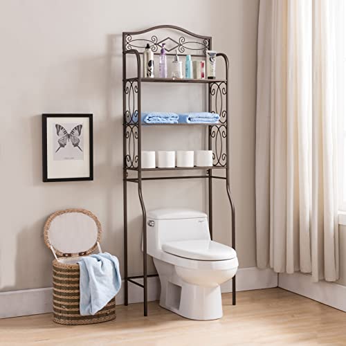 Kings Brand Furniture - Over The Toilet Storage Etagere Bathroom Rack Shelves Organizer, Pewter