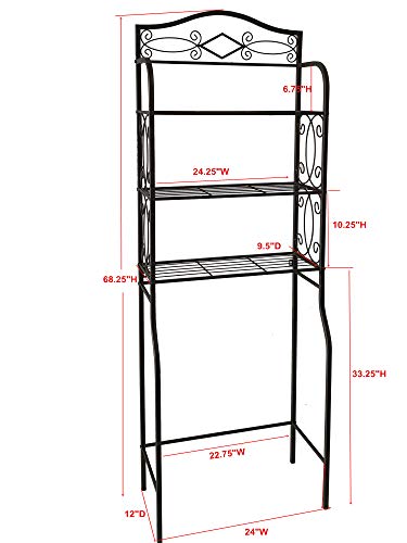 Kings Brand Furniture - Over The Toilet Storage Etagere Bathroom Rack Shelves Organizer, Pewter