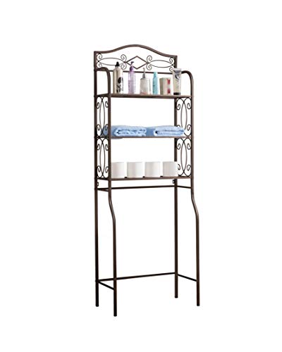 Kings Brand Furniture - Over The Toilet Storage Etagere Bathroom Rack Shelves Organizer, Pewter