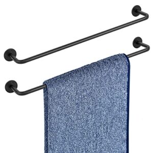 hchangen towel rack for bathroom towel holder, stainless steel 18 inch towel bar, towel rod wall mounted, set of 2 (black)