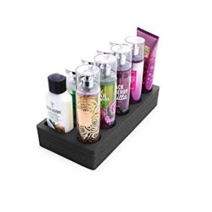 Polar Whale 2 Lotion and Body Spray Stand Organizers Tray Washable Waterproof Insert for Home Bathroom Bedroom Office 6 x 9.75 x 2 Inches 10 Slots Black 2pc Pair Set