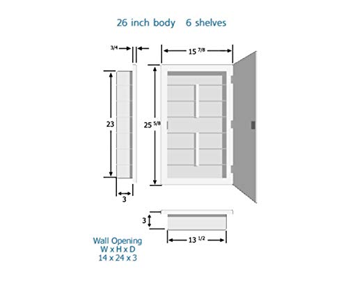 Zaca Spacecab Media Recessed Medicine Cabinet, 16" W x 26" L