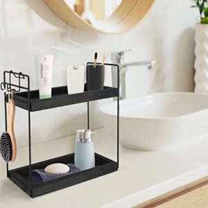 2 Tier Bathroom Counter Organizer, Bathroom Organizer Countertop, Wood Bathroom Counter Trays Vanity Organizer, Bathroom Countertop Organizer Kitchen Organizer for Countertop Coffee Station Organizer…