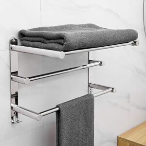 Towel Rack Retractable 19.7 -31.5 Inch Towel Bars Stainless Steel 304 Strong 3M Adhesive Bathroom Wall-mounting Hole-Free mounting Hole-Installing washroom Kitchen Space Saving 3-Tier Shelf Towel Rack