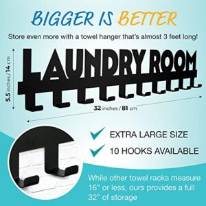 STAR SPLASH Large Laundry Room Towel Rack - Laundry Room Decor and Accessories - Laundry Signs for Laundry Decor - Perfect Mudroom Laundry Room Sign and Laundry Room Wall Decor - Laundry Wall Decor