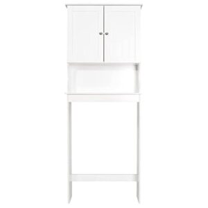 two-door toilet lid cabinet with adjustable shelves (color : white)