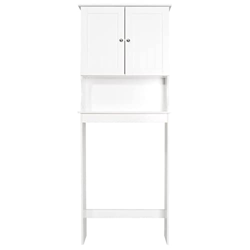 Two-Door Toilet lid Cabinet with Adjustable Shelves (Color : White)