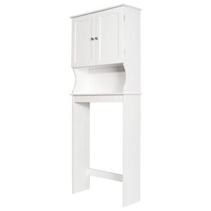 Two-Door Toilet lid Cabinet with Adjustable Shelves (Color : White)