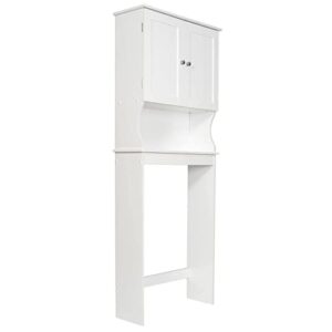 Two-Door Toilet lid Cabinet with Adjustable Shelves (Color : White)