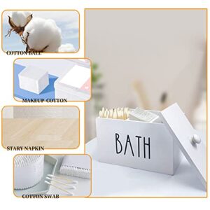 Bathroom Organizer Tampon Storage Container for Bathroom, Farmhouse Pine Wood Decorative Bathroom Container with Lid, 3 Compartments Dispenser Storage Box, Tampon Holder for Tampons, Cotton Swabs, Cotton Balls, Cotton Pads, Cosmetics