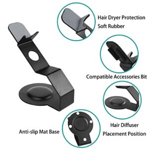 Dyson Hair Dryer Holder, Dyson Hair Dryer Stand, Holds 5 Hair Dryer Accessories, Magnetic Design, Silicone Protection, Rubber Base doesn't Move Around, Hair Dryer Bracket for Dyson Supersonic, Only Holder Black