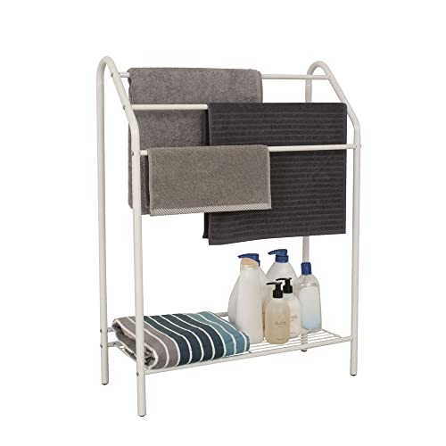 3 Bar Towel Rack w/Shelf for Bathroom and Kitchen, White