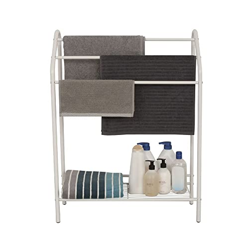 3 Bar Towel Rack w/Shelf for Bathroom and Kitchen, White