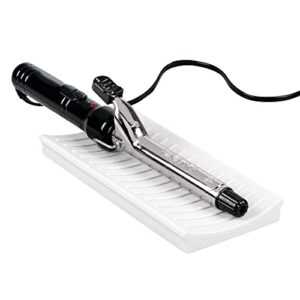 mDesign Silicone Heat-Resistant Hair Care Styling Tool Mat Tray - Rest Curling Irons, Flat Irons, Straighteners, Sticks, Wands - for Bathroom Vanity Countertop - Non-Slip, Waterproof - White