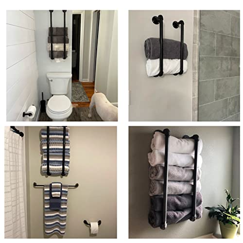 Baru Decor - Industrial Pipe Towel Rack 32 Inch, Black Powder Coated, Farmhouse Bathroom Towel Storage, Holder Bathroom Wall Towel Rack, Bathroom Organization, Bath Towel Holder