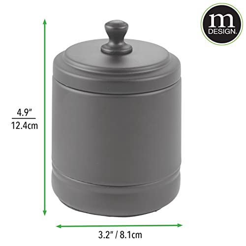 mDesign Metal Bathroom Vanity Storage Organizer Canister Jar with Lid for Cotton Balls, Swabs, Makeup Sponges, Bath Salts, Hair Ties, Jewelry - Hyde Collection - Graphite Gray