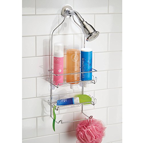 iDesign Milo Metal Wire Hanging Shower Caddy, Baskets and Towel Bar for Shampoo, Conditioner, and Soap with Hooks for Razors, Towels, and More, 4.25" x 9" x 21.25", Chrome