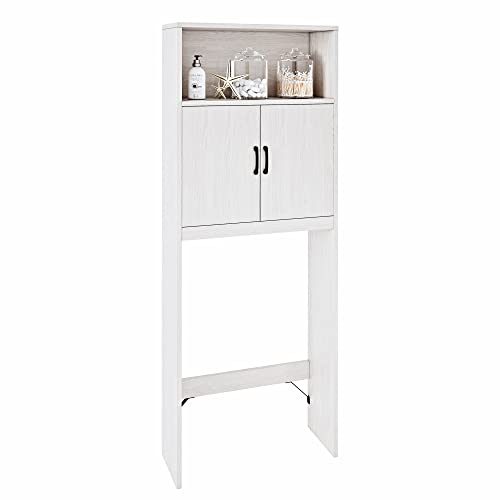 ODIKA Over The Toilet Storage Cabinet, Bathroom Shelves Over Toilet, Bathroom Storage Cabinet Organizer, Light Grey Wood Grain