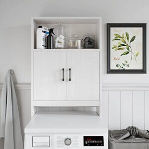 ODIKA Over The Toilet Storage Cabinet, Bathroom Shelves Over Toilet, Bathroom Storage Cabinet Organizer, Light Grey Wood Grain