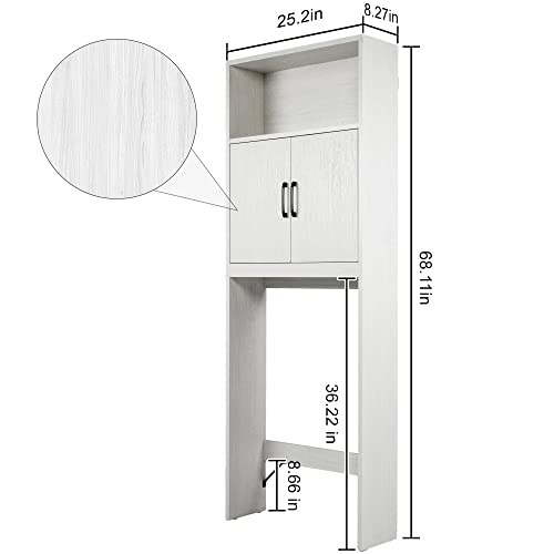 ODIKA Over The Toilet Storage Cabinet, Bathroom Shelves Over Toilet, Bathroom Storage Cabinet Organizer, Light Grey Wood Grain