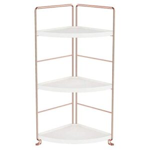 iccgbhgo bathroom countertop organizer, corner shelves bathroom vanity counter sink storage, rose gold standing cosmetic makeup spice rack tray cabinet for kitchen and bathroom 3-tier