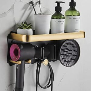 Hair Dryer Holder Wall Mounted with Shelf Bathroom Hair Tool Organizer for Dyson and Other Hair Dryers，Dyson Blow Hair Dryer Accessories Holder Bathroom Toothbrush Cosmetic Storage Organizer Shelf