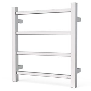 sharndy towel warmer polished chrome for bathroom wall mounted bath towel heater plug-in electric heated towel rack stainless steel square 4 bars drying rack etw13-2a 35w 19.69x17.71x4.33 inches