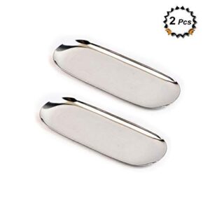 2 Pieces Stainless Steel Towel Tray Storage Tray Fruit Trays Cosmetics Jewelry Organizer,Silver,Oval