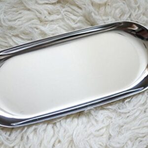 2 Pieces Stainless Steel Towel Tray Storage Tray Fruit Trays Cosmetics Jewelry Organizer,Silver,Oval