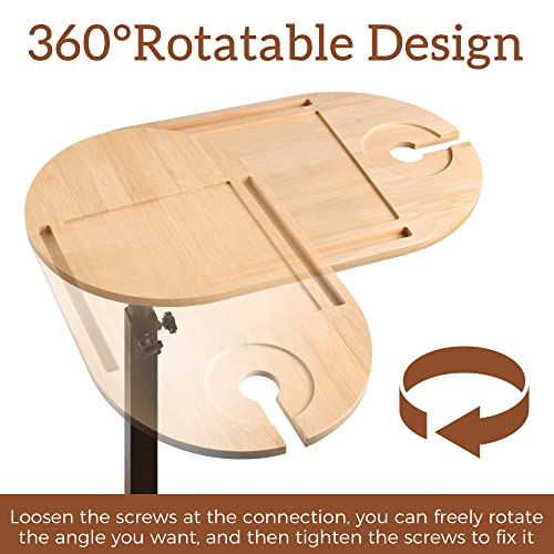 PETIARKIT Bathtub Tray, Bamboo Bathtub Tray Table with Wine Glass and Phone Holder, Height Adjustable, Rotatable Bath Caddy Tray for Luxury Bath, Home Organizer for Sofa, Bed, Table.