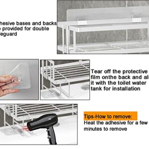 MUUBOOX Over The Toilet Storage,3-Tier Over-The-Toilet Space Saver Organizer Rack,Multifunctional Toilet Rack,No Drilling Space Saver with Wall Mounting Design(White)