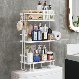 MUUBOOX Over The Toilet Storage,3-Tier Over-The-Toilet Space Saver Organizer Rack,Multifunctional Toilet Rack,No Drilling Space Saver with Wall Mounting Design(White)