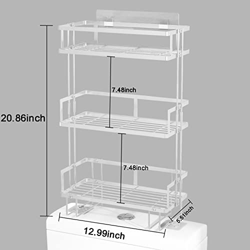 MUUBOOX Over The Toilet Storage,3-Tier Over-The-Toilet Space Saver Organizer Rack,Multifunctional Toilet Rack,No Drilling Space Saver with Wall Mounting Design(White)