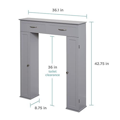 Zenna Home Lift Top Storage Console Cabinet Bathroom Spacesaver, Gray