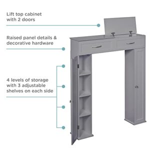 Zenna Home Lift Top Storage Console Cabinet Bathroom Spacesaver, Gray