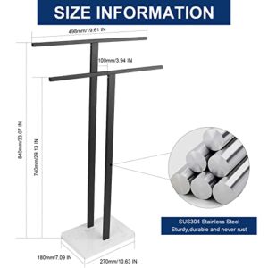 NearMoon Standing Towel Rack, Freestanding 2-Tier Towel Holder with Marble Base for Bathroom, Pool, SUS304 Stainless Steel (Matte Black)